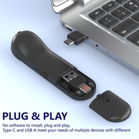 Presentador Inalámbrico Profesional de 2.4GHz con Puntero Láser Rojo, Recargable por USB-C, Control Remoto para Presentaciones PPT, para Enseñanza y Reuniones