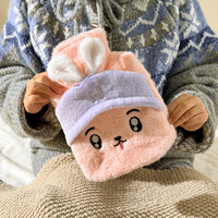 Nouvelle bouillotte mignonne en forme d'animal de dessin animé pour étudiants, en PVC écologique, en peluche, remplie d'eau, pour chaud et froid, avec eau chaude amovible