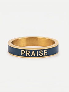 Bague <span class=keywords><strong>de</strong></span> louange gravée en émail marine en acier inoxydable <span class=keywords><strong>de</strong></span> mode personnalisée - Product Image 2