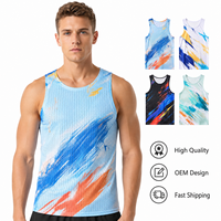 Débardeur en tissu mesh sans manches de haute qualité, design dégradé, vêtements de sport pour la course à pied, impression personnalisée OEM ODM, logo sur le débardeur