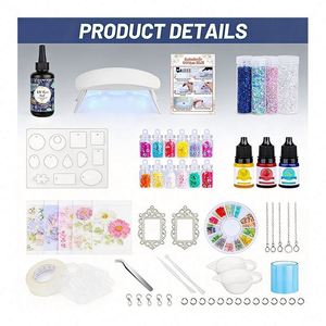 ชุดอุปกรณ์งานฝีมือเครื่องประดับ TOYSRUNNER ชุดทำเอง หลอดไฟ LED UV คริสตัลใส แม่พิมพ์ซิลิโคน กลิตเตอร์ ฟอยล์ ดอกไม้ จี้ พวงกุญแจ - Product Image 3