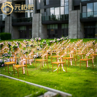 Chaises Chiavari en résine dorées empilables pour banquets d'hôtel, repas en plein air, mariage, vente en gros à bas prix