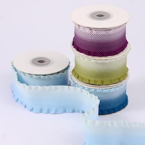Cinta de tela de rejilla de borde ondulado de alta calidad, cinta de borde festoneado de sarga Ombre para lazo de pelo, horquilla cruda - Product Image 5