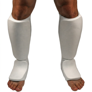 Protège-tibias en néoprène blanc pour la boxe, équipement de protection élastique à enfiler, respirant, couleur unie, pour homme adulte - Product Image 1