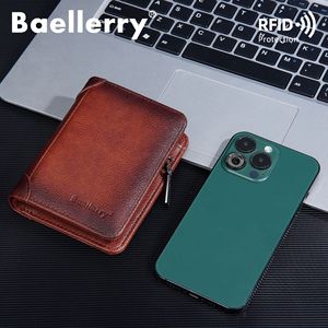 Baellerry Men's Bi-Fold Leather <b>Wallet</b> With Zipper And Coin Pocket <b>RFID</b> Protection Dark Brown - Product Image 3