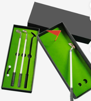Stylo bille en métal de haute qualité en forme de club de golf miniature, ensemble cadeau de bureau sur le thème du golf, stylo promotionnel