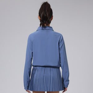 Hoge kwaliteit dames tennissportkleding, op maat gemaakte logo's, blanco workout fitness geplooide rokken en longsleeve tops, <span class=keywords><strong>2</strong></span>-delige tennissets - Product Image 2