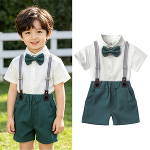 批发夏季儿童男童服装套装正装套装幼儿婴儿服装棉质儿童派对礼服儿童男孩女孩衣服套装 - Product Image 1