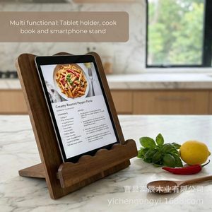 Solid Wood Desktop Reading <b>Stand</b> Brown Adjustable Bookshelf <b>For</b> <b>Tablet</b> Phone Menu Display Rack - Product Image 4