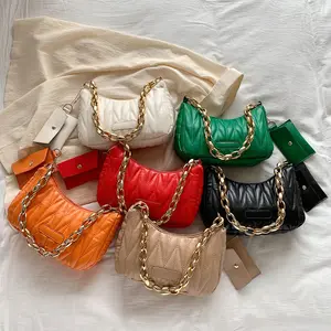 Chain underarm bag niche design women's bag 2022 new fashion high-grade Lingge embroidered thread one shoulder dumpling bag