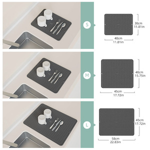 Silicone <b>Drain</b> Mat L Size Waterproof Kitchen Drying Pad For Cup Plate Bowl Dish Tableware - Product Image 4