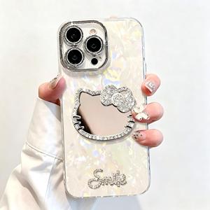 Nouvelle <span class=keywords><strong>coque</strong></span> <span class=keywords><strong>de</strong></span> téléphone en alliage en forme <span class=keywords><strong>de</strong></span> cœur DIY effet miroir avec strass, motif papillon et lapin, protection intégrale 360°, autocollants décoratifs - Product Image 6