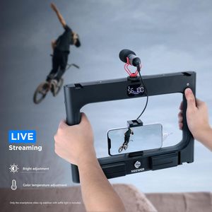 Support vidéo universel pour smartphone avec stabilisateur de téléphone portable, anneau lumineux pour selfie, lumière vidéo LED, étanche, en métal - Product Image 5