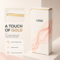 Boîte cosmétique de luxe en papier d'art biodégradable et recyclable avec logo personnalisé, imprimé marbré rose, emballage pliable à rabat supérieur, bord doré pour