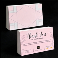 Carte de remerciement décorative rose pour petites entreprises, carte de vœux à couverture rigide, papier fantaisie, impression offset, papier couché, reliure parfaite