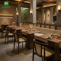 Canapé en rotin tressé en bois massif pour restaurant commercial, style chinois, design moderne, ensemble table et chaises pour hôtel et restaurant de thé