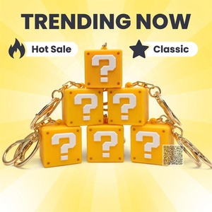 Llavero Cubo Misterioso Amarillo con Bloque de Preguntas, Juguete Sorpresa con Temática de Videojuegos para Máquinas Expendedoras Gashapon, Regalo a Granel para Fiestas - Product Image 1