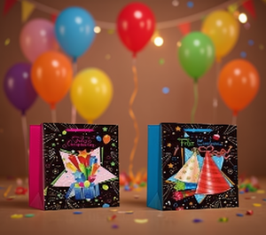 Sacchetti regalo in cartone, 10 pezzi, 18x23 cm, design casuale, bomboniere per feste - Product Image 2