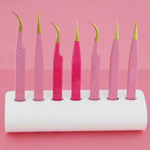 Pince à épiler à pointe de fibre Pince à épiler d'extension de cils en acier inoxydable droite et incurvée 45 Pince à épiler à volume de 90 degrés - Product Image 1