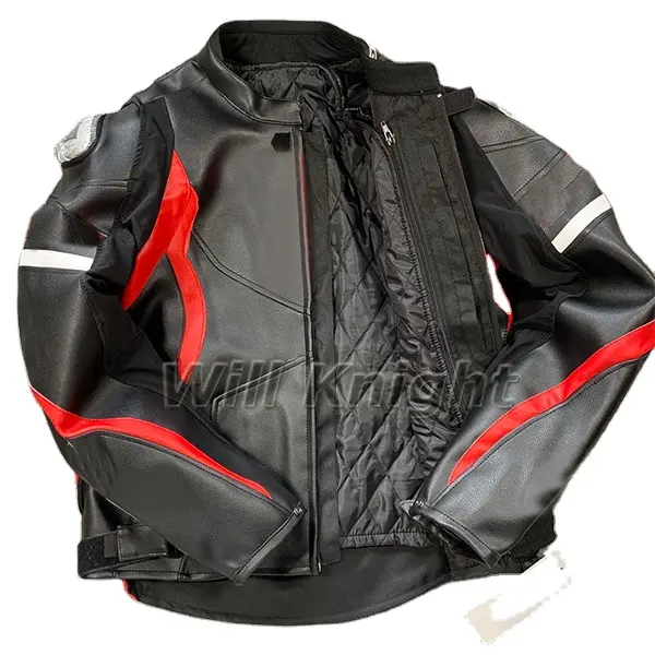 Willbros moto veste d'équitation en cuir synthétique PU veste de course imperméable avec protections et doublure en coton