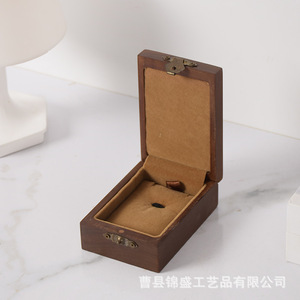 Wooden Jewelry <b>Box</b> <b>Ring</b> Necklace Storage Organizer Portable Engagement <b>Proposal</b> Diamond <b>Ring</b> Case Customizable Size Material - Product Image 4