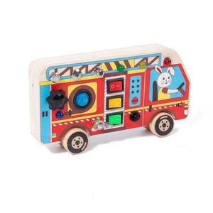 Kit électronique en bois DIY OKYN-G6607 Camion de pompiers, petite création artisanale en bois - Product Image 4