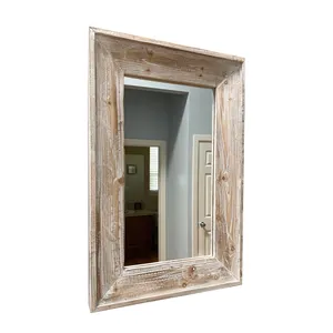 Espelho de parede decorativo, retangular, espelho de madeira quadrado, grande para parede