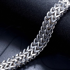 Bracelet en acier inoxydable tressé double rangée motif écaille de poisson pour homme, avec fermoir magnétique, chaîne maille 4x8mm, bijoux - Product Image 2