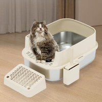 Vente directe bac à sable écologique pour chats en acier inoxydable toilette et accessoires grand bac à litière carré facile à nettoyer
