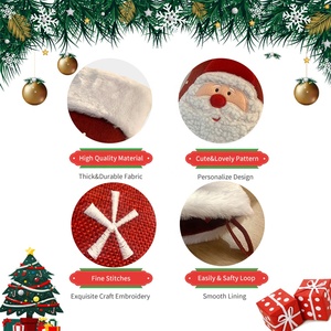 BSCI Factory Custom Burgundy Xmas Stocking Plush Fluffy Cuff Embroidery <strong>Christmas</strong> Stockings for Fireplace Decoration - Product Image 4