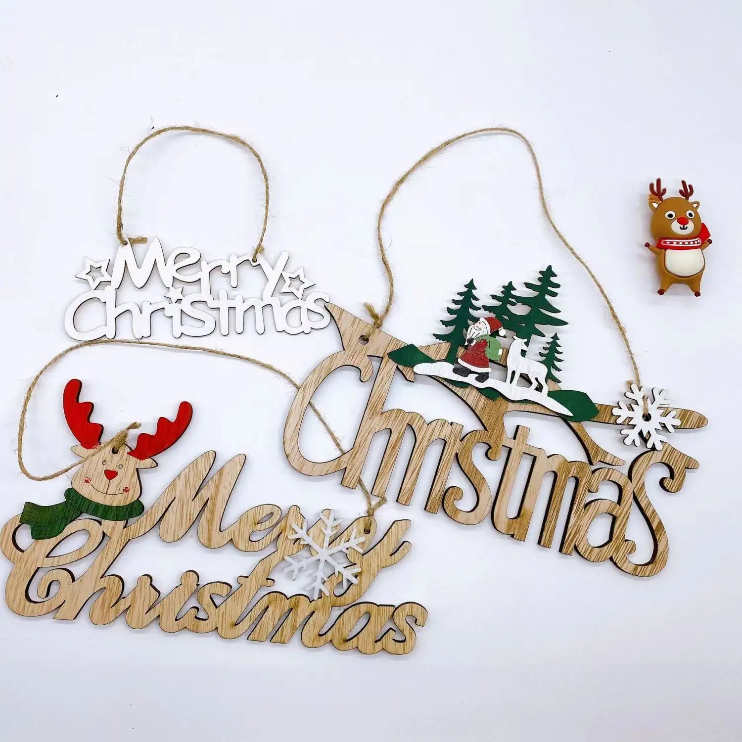 Wanuocraft decorazioni natalizie elenco in legno biglietto di benvenuto albero di natale ornamenti appesi ciondolo alce pupazzo di neve anziano