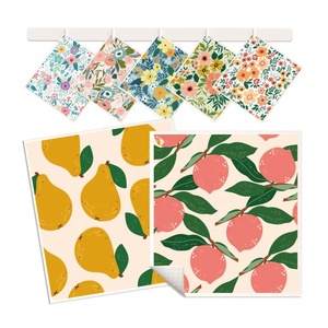 Venta al por mayor de paños de esponja de celulosa biodegradables paño de cocina sueco respetuoso con el medio ambiente de diseño floral de frutas - Product Image 1
