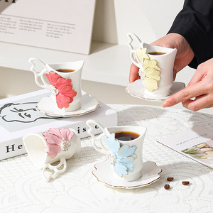 Minimalist Stylish <b>Ceramic</b> Coffee <b>Cup</b> & Saucer Set, Premium Espresso Mug for Home Afternoon Tea Daily Drinkware - Product Image 1