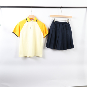 Bán buôn sáng màu vàng t Áo sơ mi màu xanh hải quân váy ngắn quần đặt Tiểu Học Trung Học đồng phục mù<span class=keywords><strong>a</strong></span> hè thể thao PE lớp mặc - Product Image 2