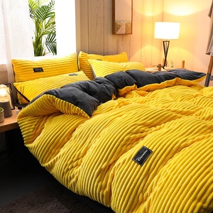 2024 New Arrival Modern Four-Piece Magic Velvet Quilt Cover Set Printed Coral Velvet Fall Winter Thickened <strong>Double</strong>-Sided <strong>Bedding</strong> - Product Image 2