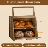 Boîte de rangement à pain multifonction en bois, double niveau, façade en acrylique, directement de l'usine, pour supermarché, boulangerie, cuisine