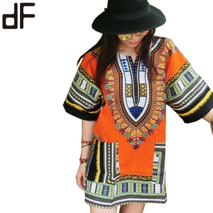 Grosir kaus Dashiki cetak katun 100% uniseks blus panjang atasan Afrika tradisional untuk wanita dan pria Kit Kitenge - Product Image 2