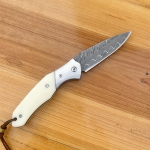 Couteau de poche à lame fixe en acier Damas à motif ondulé, haute qualité, manche en plastique, lame en acier inoxydable, personnalisable, couteau OEM - Product Image 3