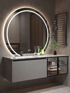 Gabinete de madera contrachapada de tocador para lavabo de losa de diseño moderno con lavabo de espejo para baños de hoteles y villas Nuevo lanzamiento - Product Image 4