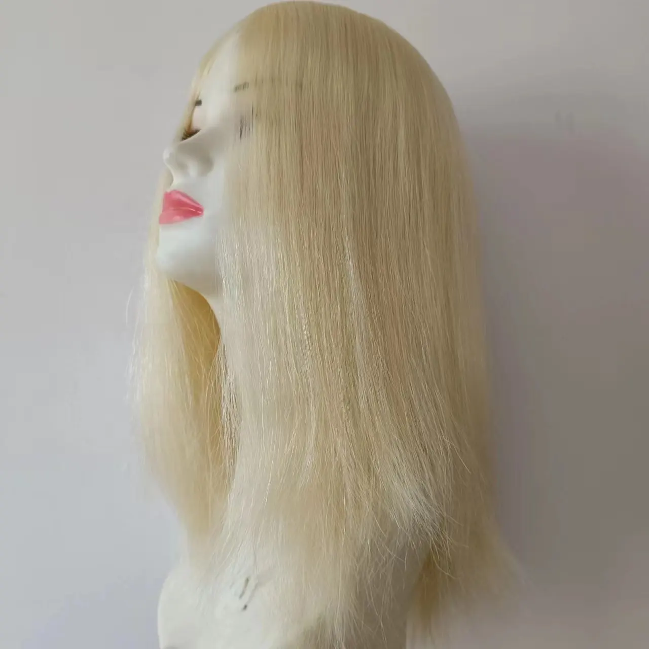 Proveedor al por mayor Topper pelo Color Rubio 14 pulgadas en existencias belleza Topper de cabello humano virgen real para mujeres y hombres
