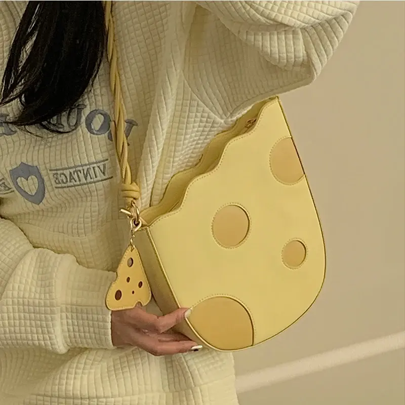 ファッション素敵なチーズの形の女性のショルダーバッグ黄色のPuレザーの女の子の腕の下のバッグ女性の高品質のかわいい財布のハンドバッグ