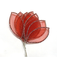 Applique à coudre en strass PU, motif fleurs et feuilles 3D en fil de cristal, pour robes de soirée, de bal et chapeaux, 14 couleurs, en gros, OEM, artisanat DIY