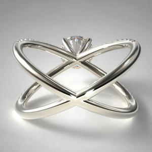 Anello di Fidanzamento F710 per Donna in Oro Bianco con Diamante Taglio Brillante Rotondo Naturale Colore D e Pietre Laterali - Product Image 3