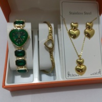 Lot de 5 montres à quartz de luxe pour femme avec parure de bijoux en acier inoxydable, mouvement à quartz, montre élégante pour femme, cadeaux de fêtes