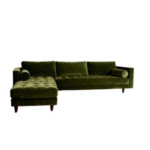 Sofá Seccional de 4 Plazas con Chaise Longue Izquierda y Esquina Cuadrada de Terciopelo para Sala de Estar - Product Image 2