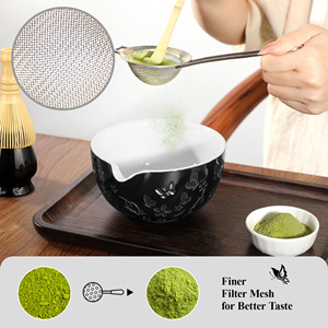 7-Piece Premium Ceramic Bowl <b>Set</b> Butterfly Design Japanese Matcha <b>Tea</b> <b>Set</b> PP Whisk Kit Traditional Black Bowl for <b>Tea</b> Ceremony - Product Image 6