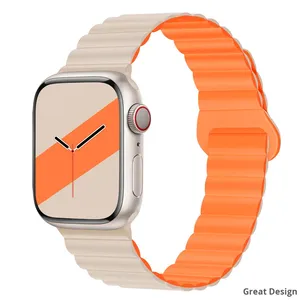 Bracelet de montre Zonesin pour Apple Watch Series 3/Ultra 3/SE 3 Deuxième Génération, en silicone bicolore avec fermoir magnétique - Product Image 5