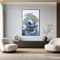 Peintures murales sur toile abstraites modernes bleues et dorées, impressions minimalistes pour la décoration du salon