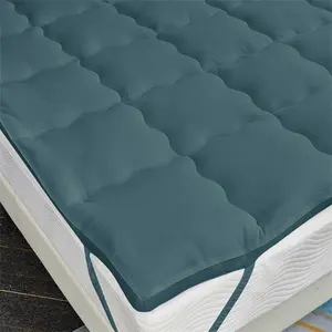 Top Grade Cyan Color Hot on Jumiao Non Slip Mattress Topper with 4 Elastic Bands Used in Home Hotel Hospital