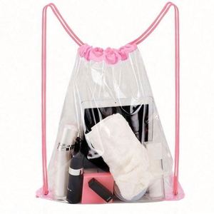 Bolsa de Cordón Transparente Promocional de PVC con Logotipo Personalizado al por Mayor, Económica, Impresa, Impermeable, para Ropa - Product Image 1